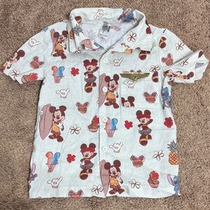 Disney small shop kids 3T linen blend button up Hawaiian Mickey Minnie shirt